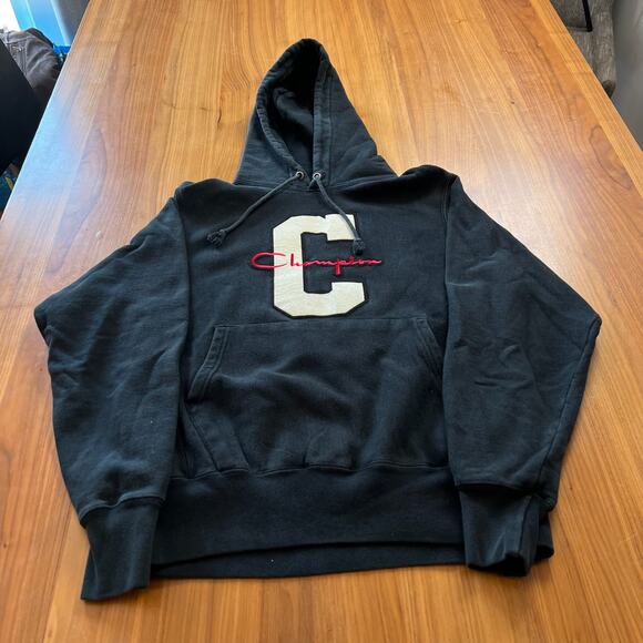 Champion Reverse Weave Varsity Letter C Sweatshirt Heavy Y2K Hoodie Size Small - Picture 1 of 6